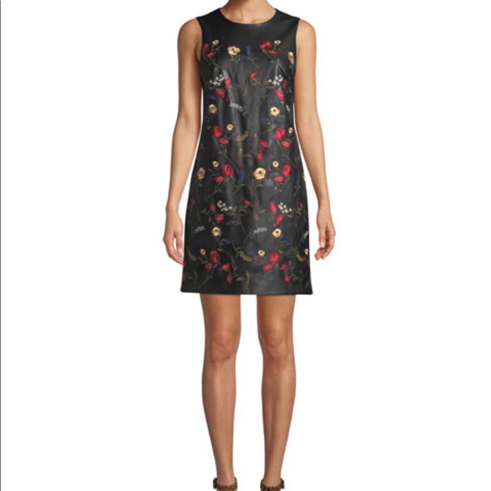 Floral Faux-Leather Dress